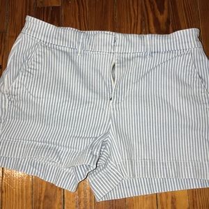 Loft blue and white striped shorts
